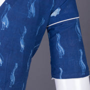 Blue Indigo Handblock Printed Cotton Blouse Without Lining 10069495 - Avishya