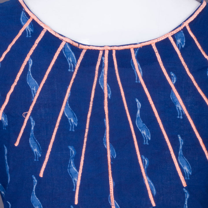 Blue Indigo Handblock Printed Cotton Blouse Without Lining 10069521 - Avishya