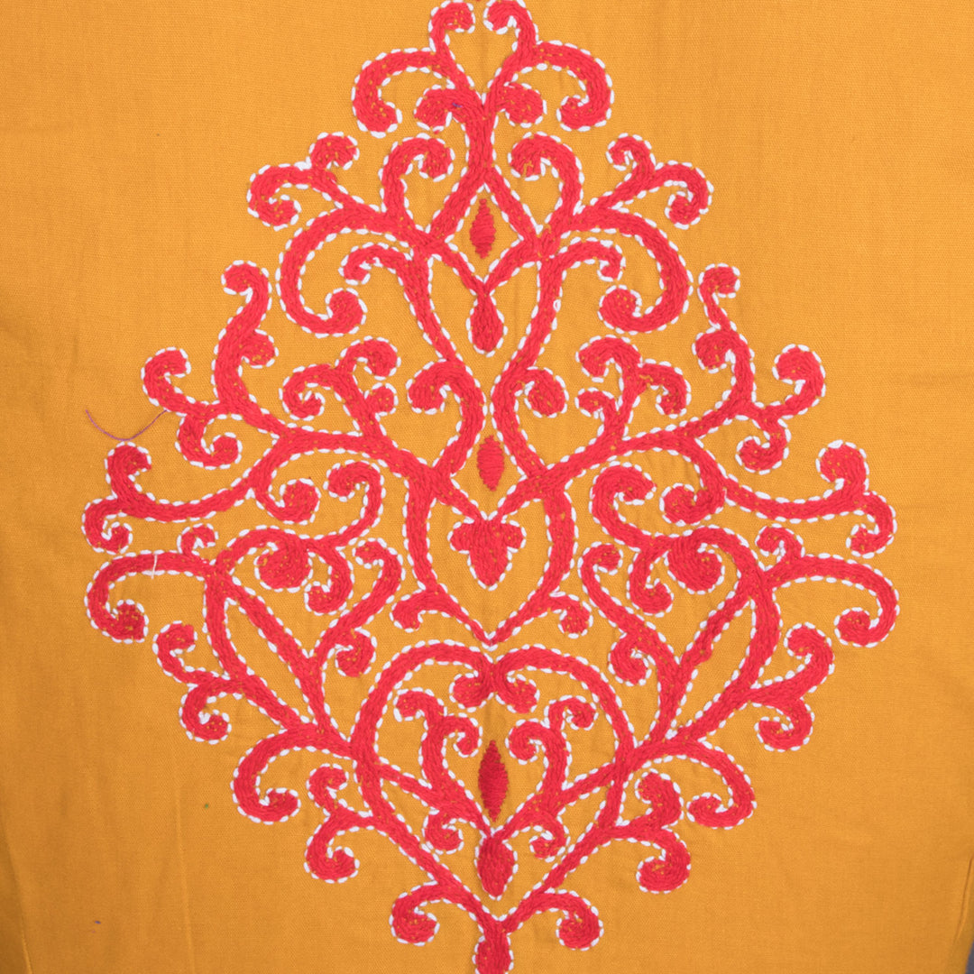 Yellow Kantha Embroidered Cotton Blouse 10069543 - Avishya