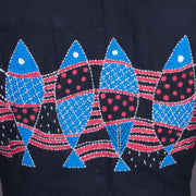 Black Kantha Embroidered Cotton Blouse 10069553 - Avishya