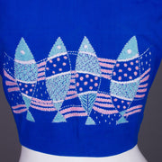 Blue Kantha Embroidered Cotton Blouse 10069555 - Avishya