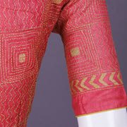 Maroon Kantha Embroidered Tussar Blouse 10069583 - Avishya