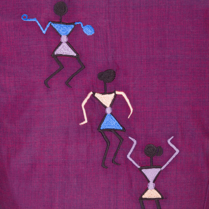 Purple Embroidered Mangalgiri Cotton Blouse 10069611 - Avishya