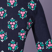 Black Kantha Embroidered Cotton Blouse 10069758 - Avishya