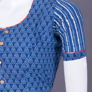 Blue Handblock Printed Cotton Blouse 10069761 - Avishya