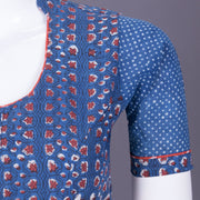 Blue Handblock Printed Cotton Blouse 10069762 - Avishya