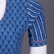 Blue Handblock Printed Cotton Blouse 10069765 - Avishya