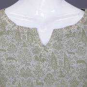 Green Handblock Printed Cotton Blouse 10069769 - Avishya