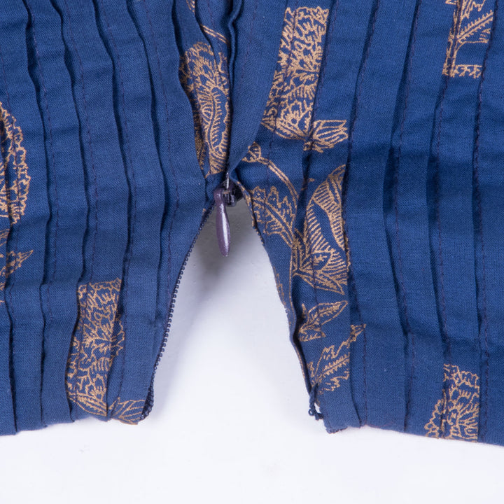 Blue Handblock Printed Cotton Blouse 10069791 - Avishya