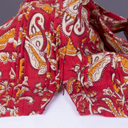 Red Handblock Printed Cotton Blouse 10069794 - Avishya