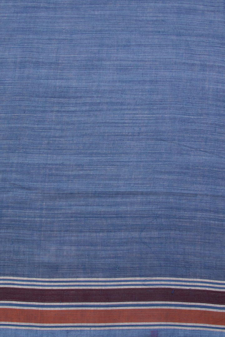 Blue Handloom Bhujodi Linen Saree 10069848 - Avishya