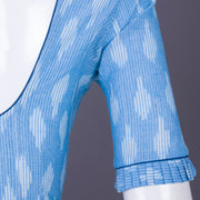 Blue Handcrafted Ikat Cotton Blouse Without Lining 10069952 - Avishya