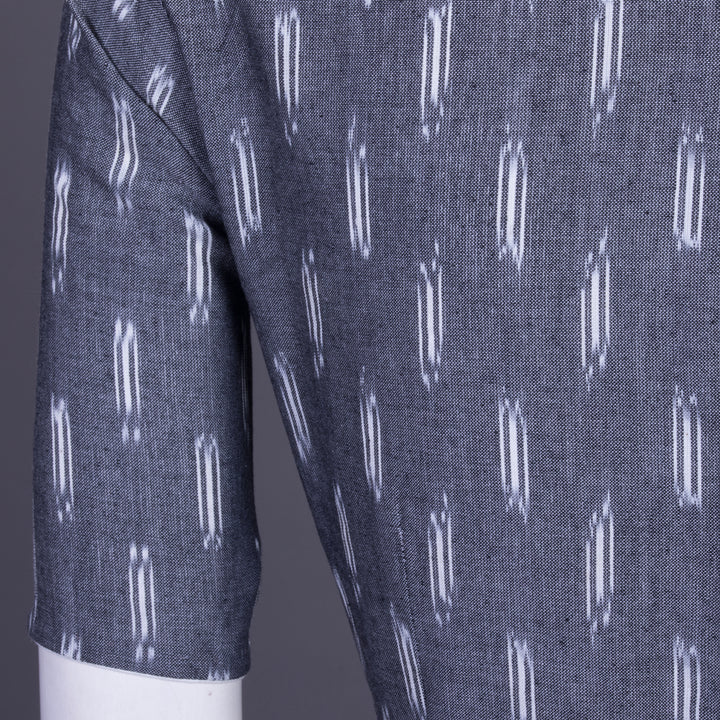 Grey Handcrafted Ikat Cotton Blouse Without Lining 10069941 - Avishya