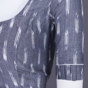 Grey Handcrafted Ikat Cotton Blouse Without Lining 10069944 - Avishya