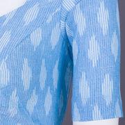 Blue Handcrafted Ikat Cotton Blouse Without Lining 10069951 - Avishya