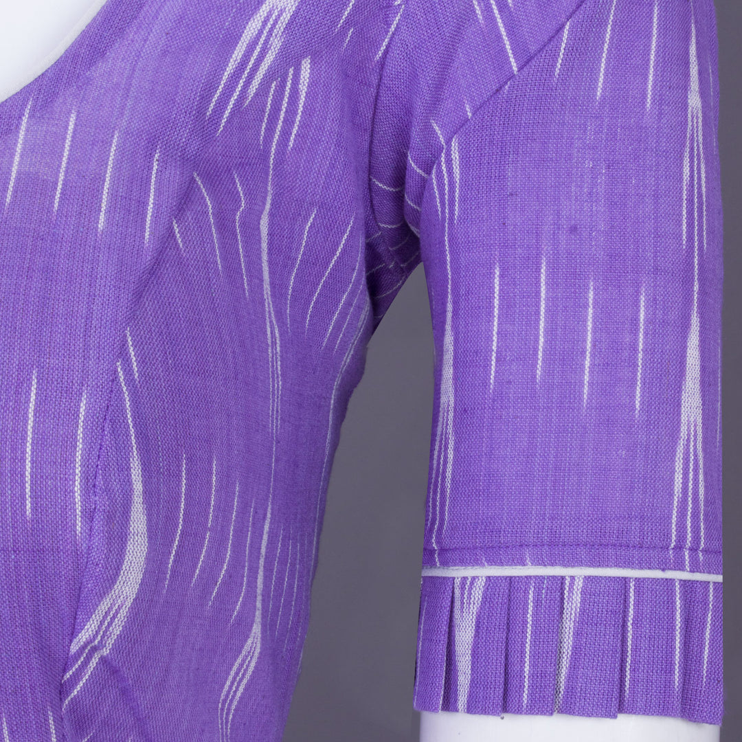 Lavender Handcrafted Ikat Cotton Blouse Without Lining 10069965 - Avishya