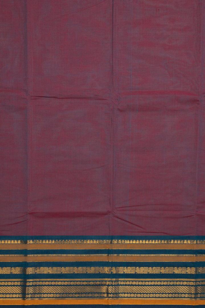 Dual Tone Red Handloom Chettinad Cotton Saree 10070054 - Avishya