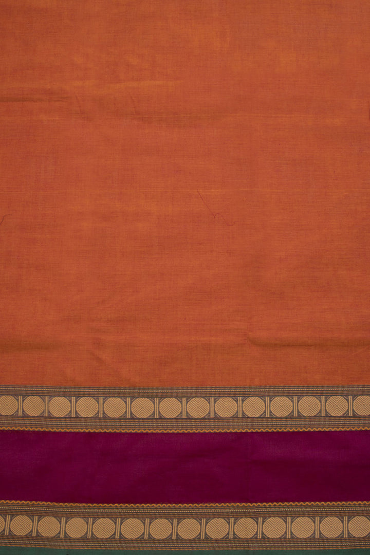 Dual Tone Orange Handloom Chettinad Cotton Saree 10070059 - Avishya