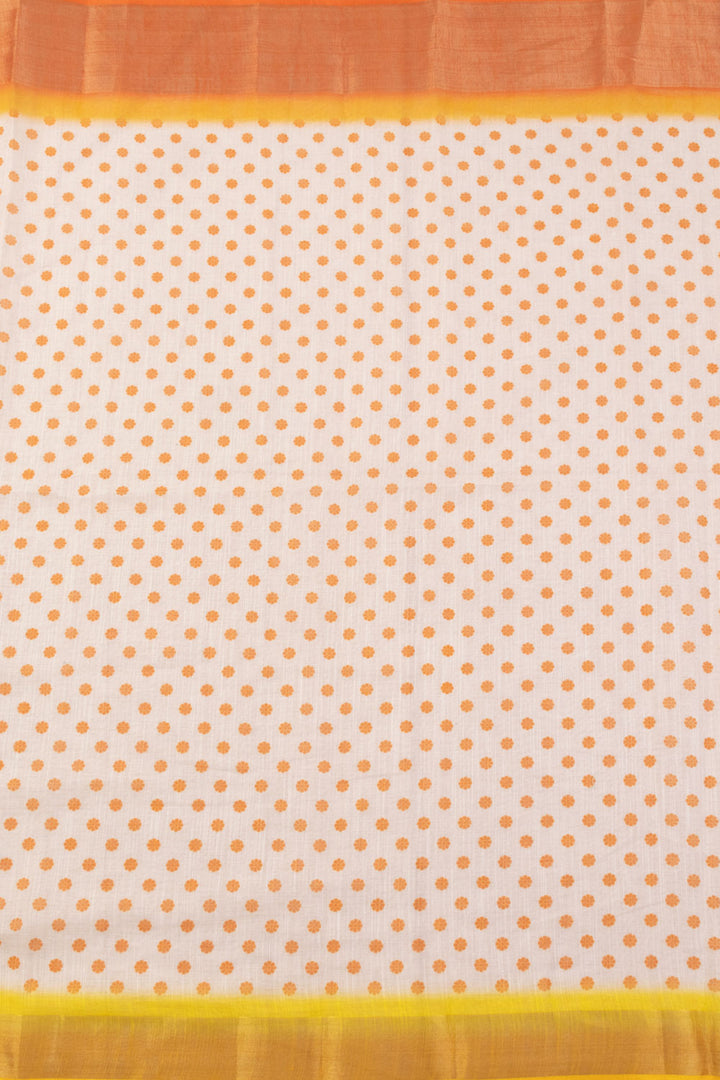 Cream Digital Printed Linen Saree