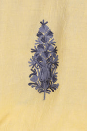 Lemon Yellow Sozni Embroidered Cotton Kaftan 10070450