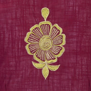 Maroon Slub Cotton Embroidered Blouse 10070769