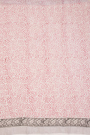 Grey Hand Block Printed linen saree