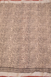  Beige Hand Block Printed linen saree