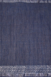 Blue Hand Block Printed linen saree