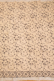 Yellow Hand Block Printed linen saree