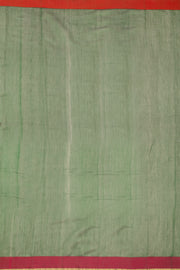Green Chanderi Silk Cotton Saree With Ganga Jamuna Border