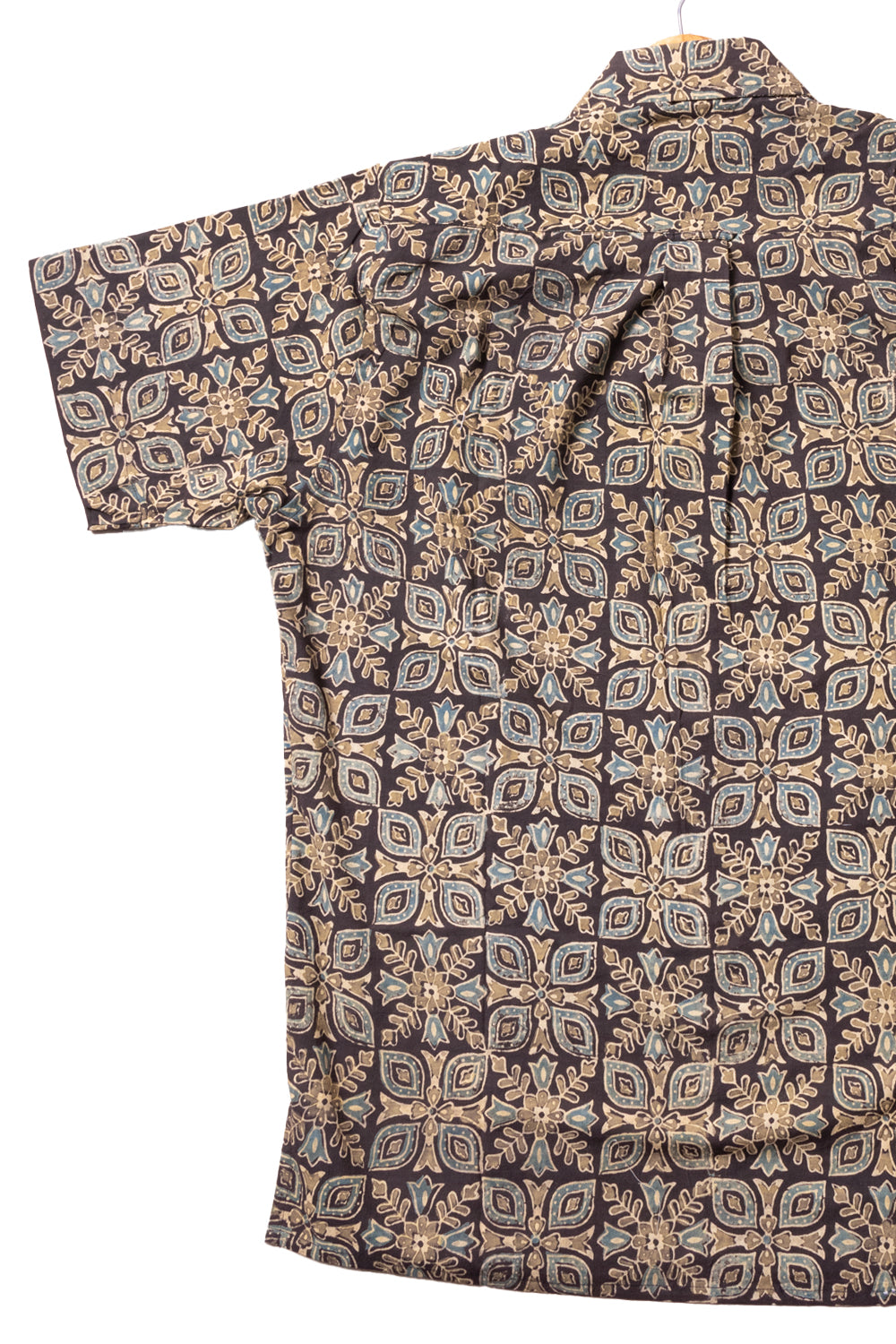 Beige - Ajrakh Block Printed Cotton Men Full Sleeve Shirt
