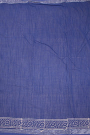 Blue Hand Block Printed Linen Saree