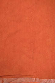 Brown And Orange Half & Half Hand Block Printed Linen Saree 