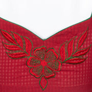 Maroon Slub Cotton Embroidered Blouse 