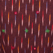 Maroon Ikat Mirror Work Embroidered Cotton Blouse