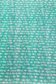 White Hand Block Printed Cotton Saree