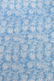 Blue Hand Block Printed Cotton Saree