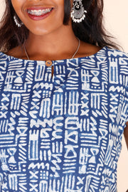 Blue Sleeveless Handblock Printed Kurta 10071510