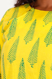 Yellow Rose Kutchi Hand Block Printed Cotton Kurti 10071556