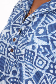 Indigo Dyed Dabu Printed Cotton Kurta 