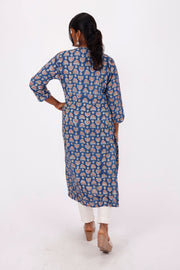 Blue Jahota Hand Block Cotton Kurta