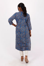 Blue Jahota Hand Block Cotton Kurta