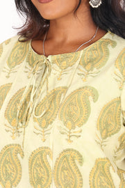 Green Handblock Vanaspathi Printed Cotton Kurta