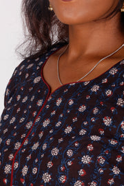 Brown Coffee Jahota Hand Block Cotton Kurti 10072358
