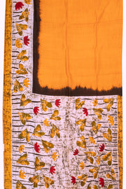 Yellow Half & Half Mulberry Silk Batik Saree 10072738