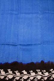 Blue Batik Mulberry Silk Saree 10072742