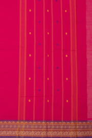 Bright Pink Handloom Chettinad Cotton Saree 10077309