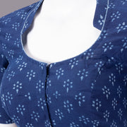Indigo Hand Block Printed Cotton Blouse 10073284