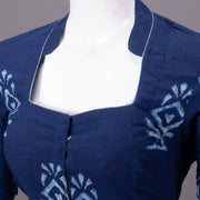 Indigo Hand Block Printed Cotton Blouse 10073285