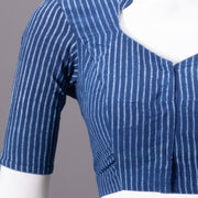 Indigo Hand Block Printed Cotton Blouse 10073287